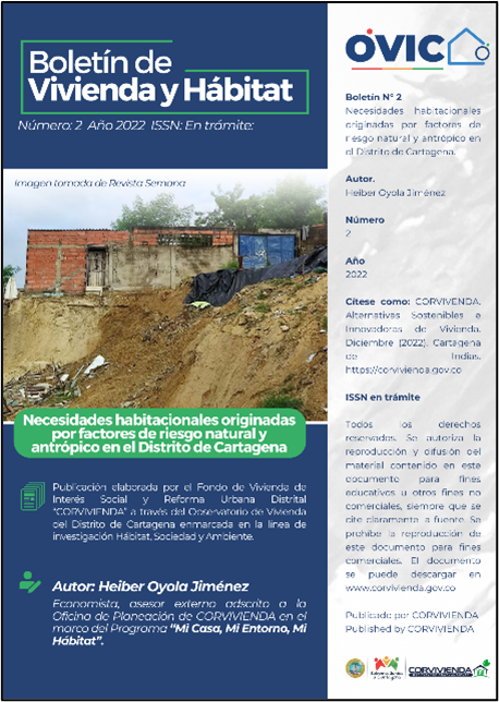 Boletín de Vivienda y Hábitat. Necesidades Habitacionales Originadas por Factores de Riesgo Natural y Antrópico en el Distrito de Cartagena