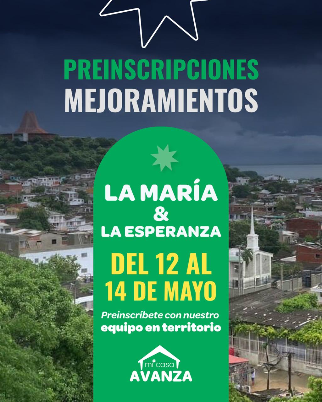 Preinscripciones de Mi Casa Avanza en La María y La Esperanza