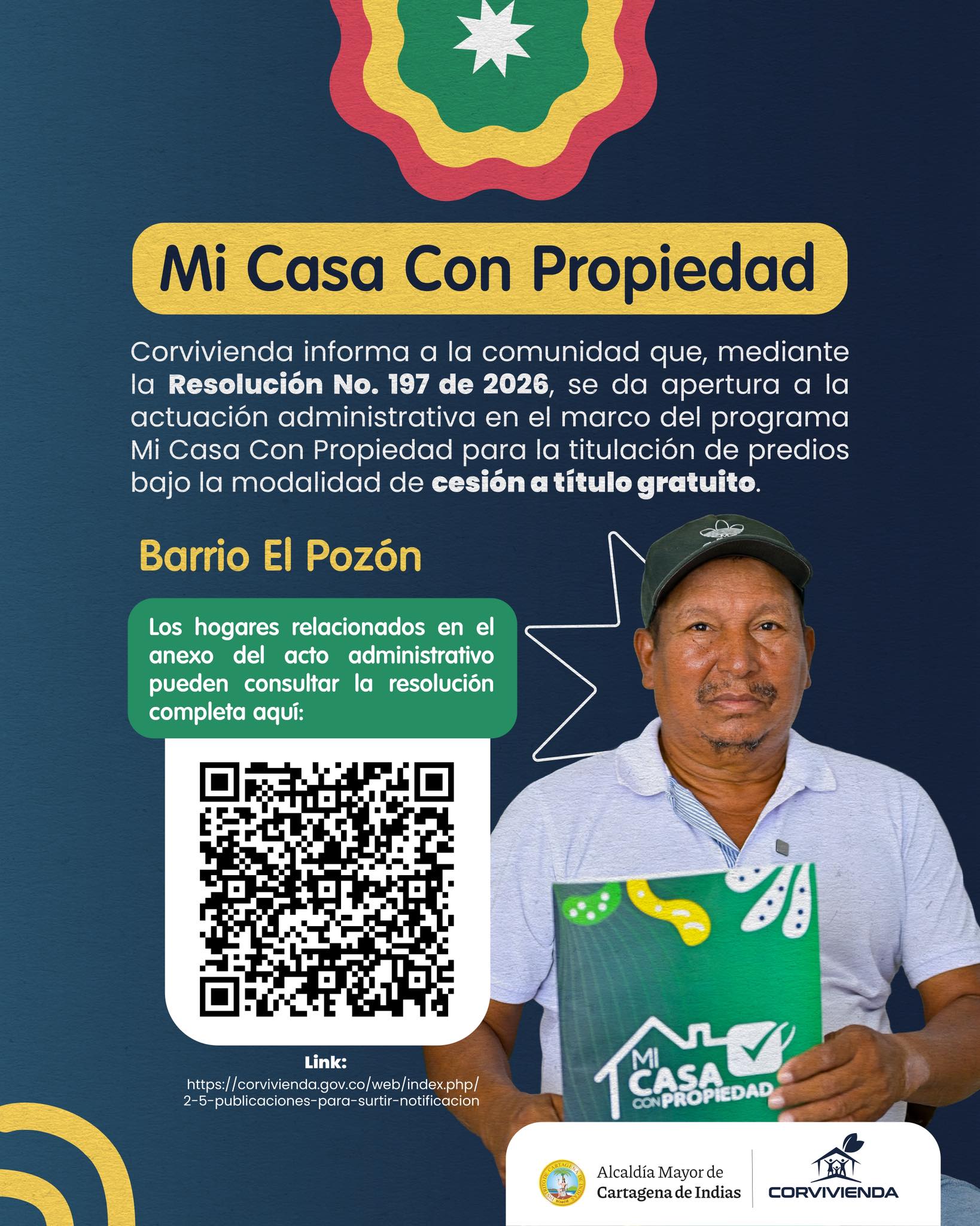 Alcaldía de Cartagena y Corvivienda titularán predios a familias en El Pozón